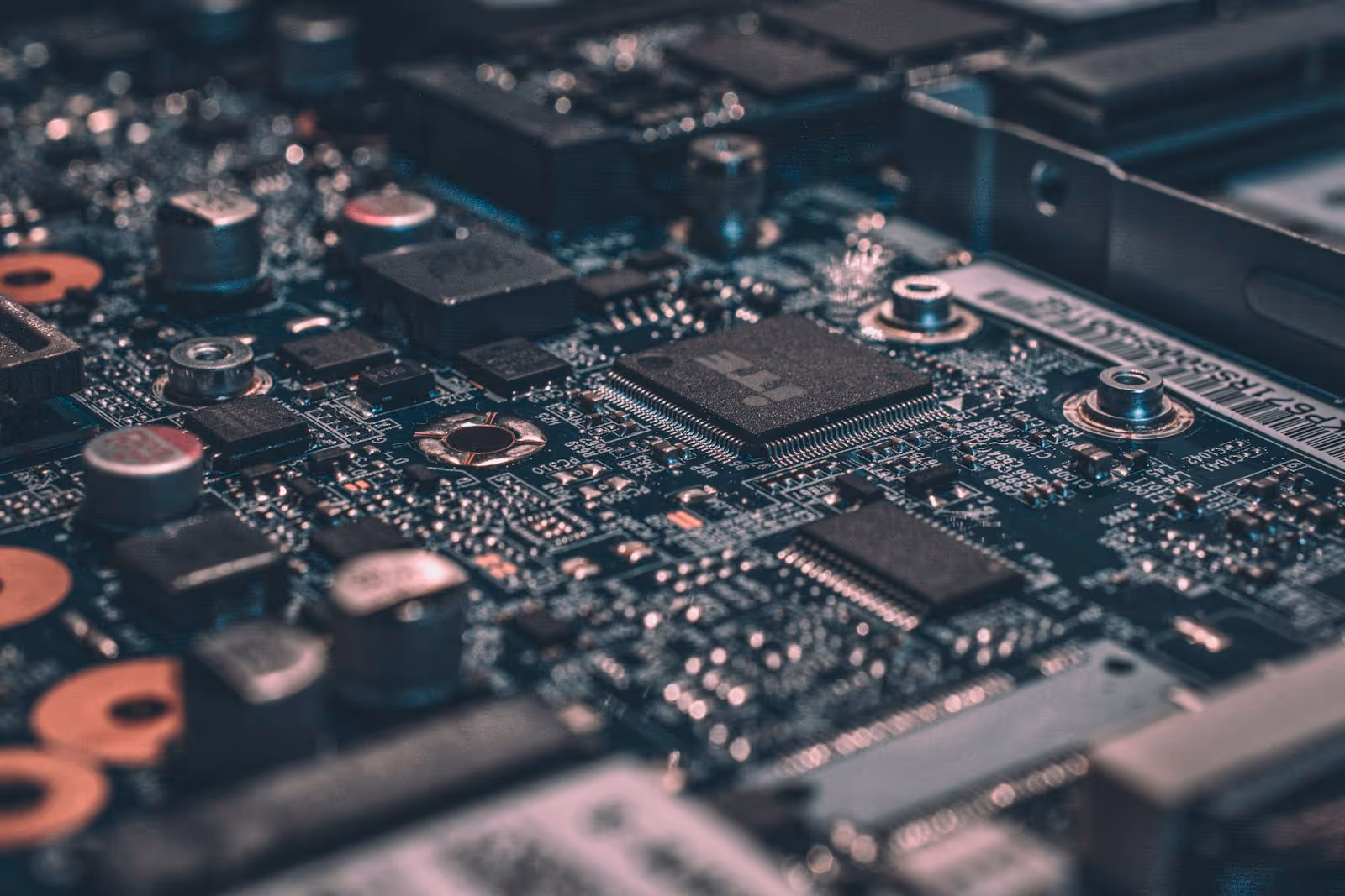Close-up of a circuit board, illustrating system integration